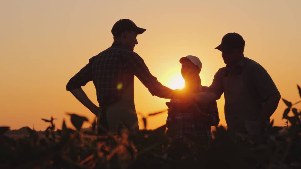 farmers shaking hands.